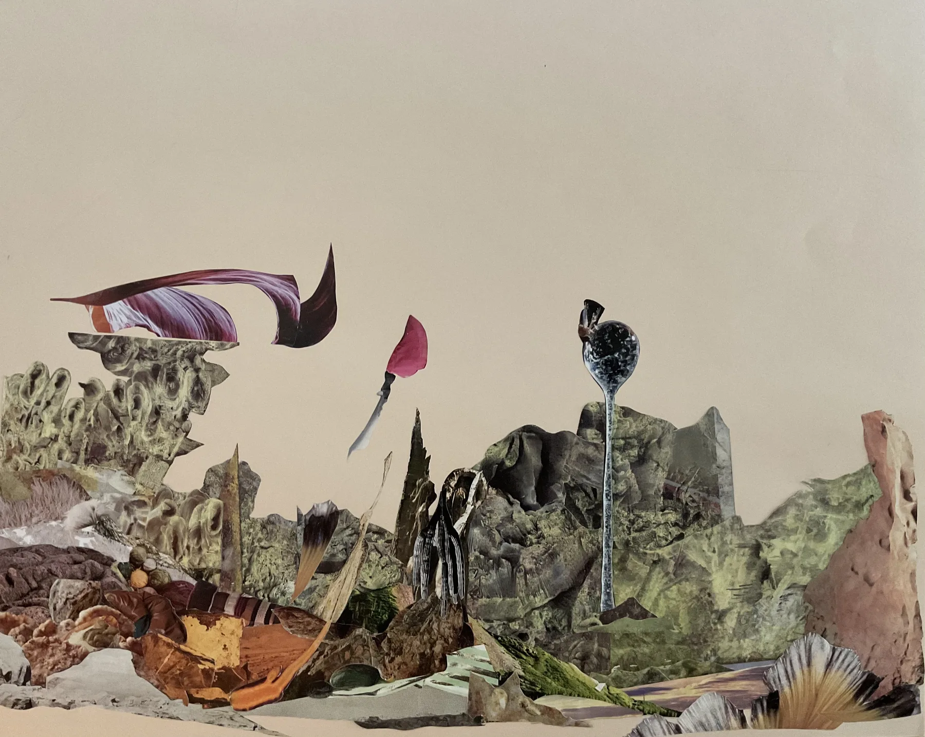New Found Territory — collage on wood panel